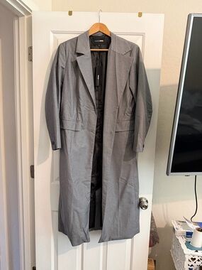 Fashion Nova WoMen’s Gray Single-Breasted Trench Coat